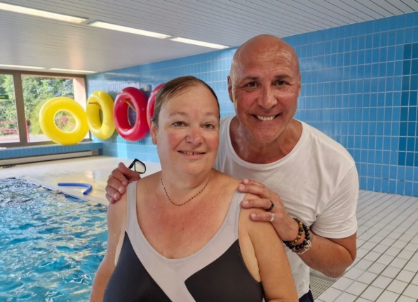 Frédérique Berger Jan, monitrice à Bernex Natation et Dano Halsall